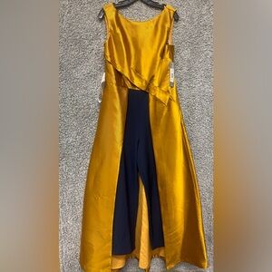 Kay Unger Gold and Navy Jumpsuit